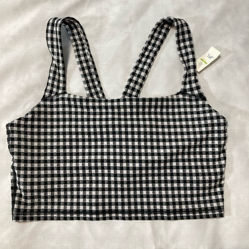 Black & White crop top with built-in sports bra